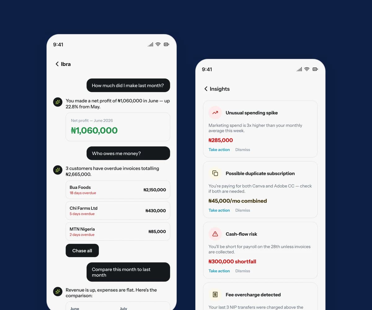 Ibra, the PayIQ AI assistant, answering questions and flagging insights