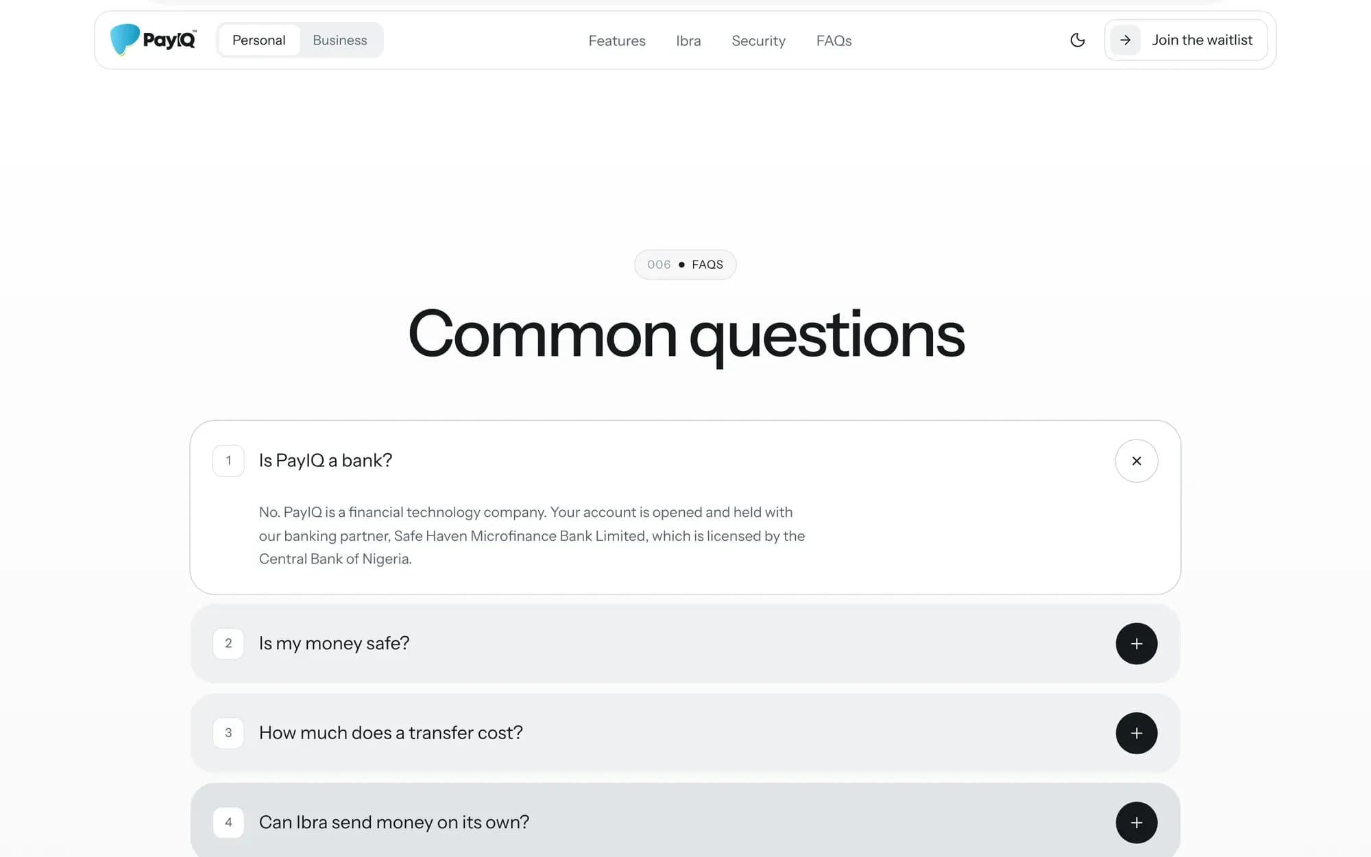 PayIQ website: common questions